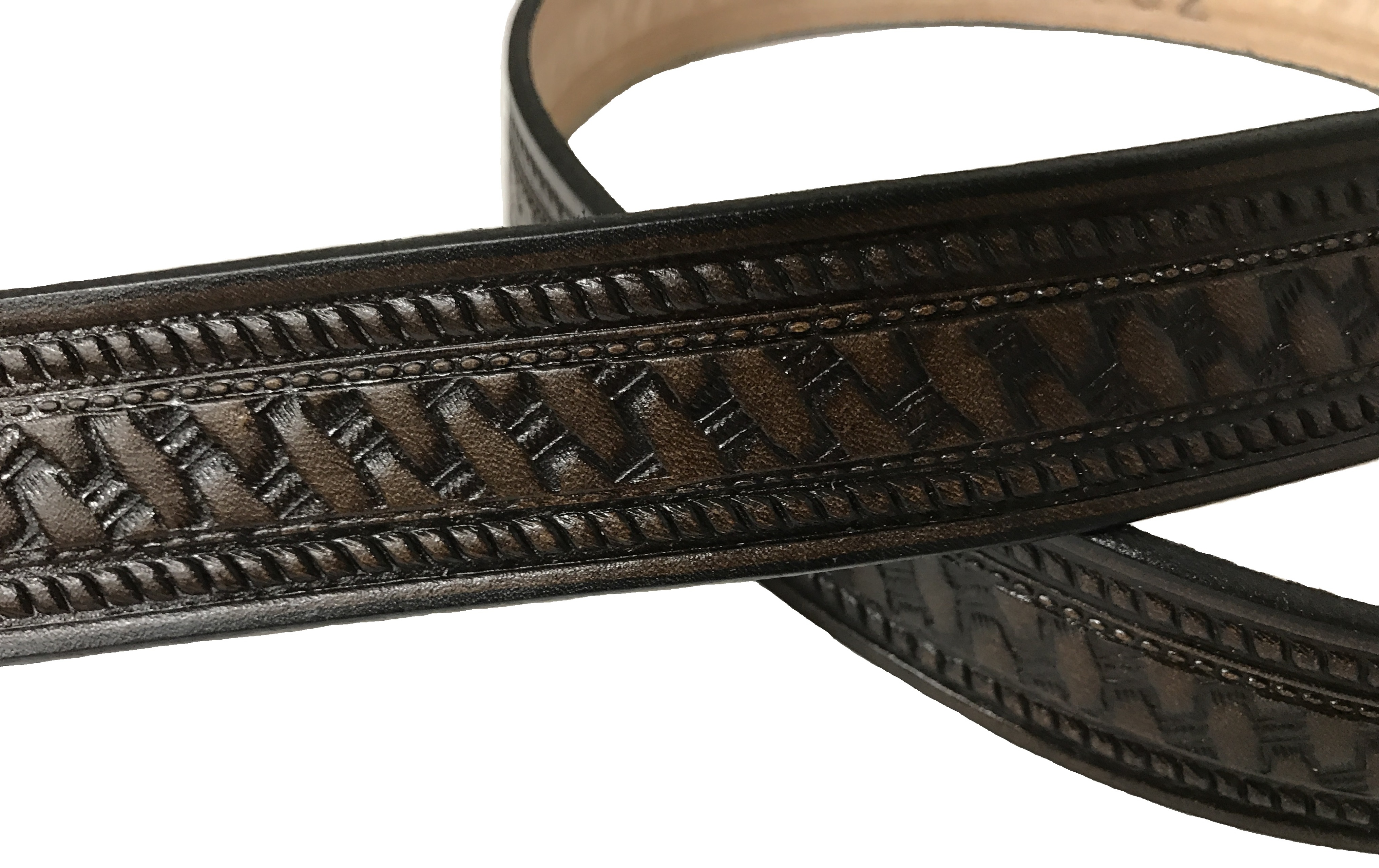 Half Basket Weave Design Handmade Mens Leather Belt 1.5&quot; wide Work Casual Western Color Cocoa Brown