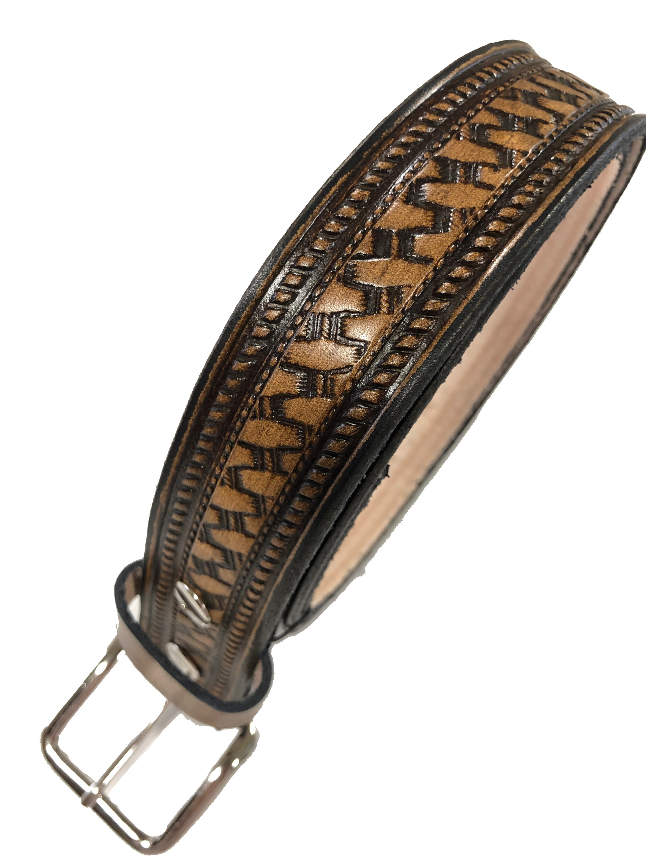 Half Basket Weave Design Handmade Mens Leather Belt 1.5&quot; wide Work Casual Western Color Cocoa Brown