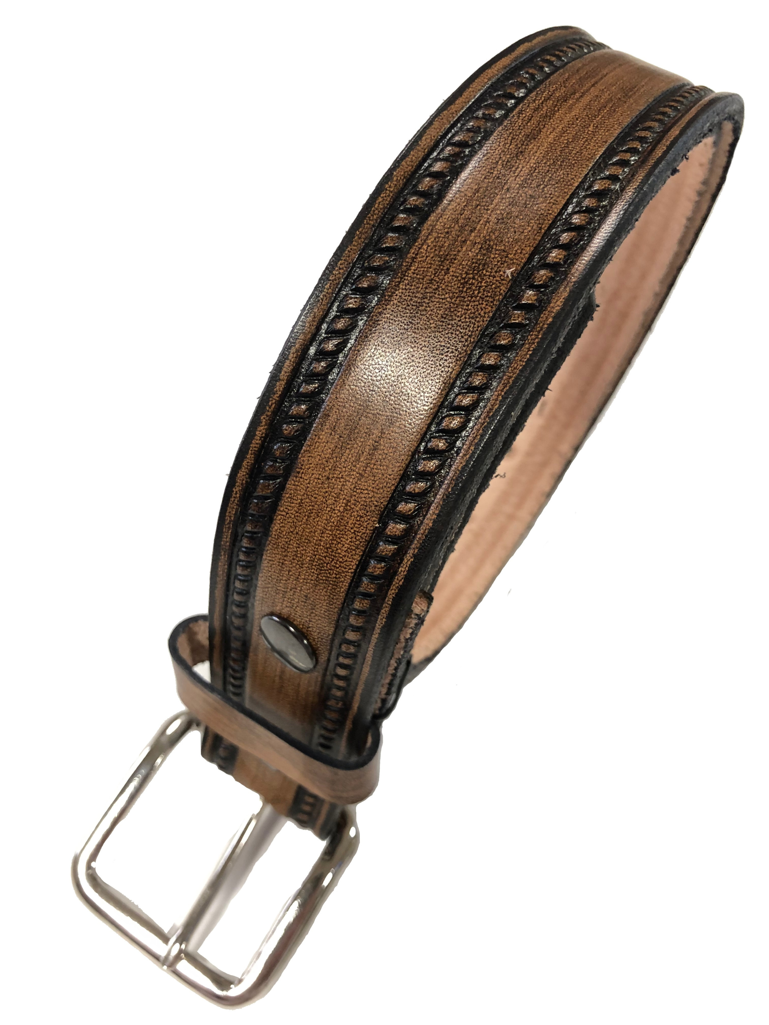 Rope Design Handmade Mens Leather Belt 1.5" wide Work Casual Western